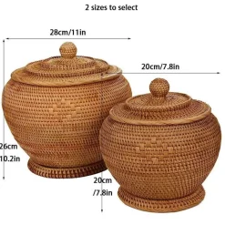 Feast u0026 Flair Küche & Esszimmer-Rattan-Teedose – Aufbewahrungsbox für grünen Puer-Tee für Kung-Fu-Tee