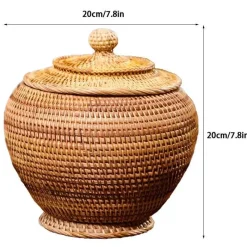 Feast u0026 Flair Küche & Esszimmer-Rattan-Teedose – Aufbewahrungsbox für grünen Puer-Tee für Kung-Fu-Tee