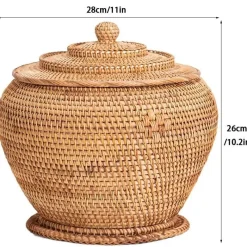 Feast u0026 Flair Küche & Esszimmer-Rattan-Teedose – Aufbewahrungsbox für grünen Puer-Tee für Kung-Fu-Tee