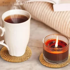 Tom Küche & Esszimmer-Rattan-Untersetzer-Set – hitzebeständiges Korbgeflecht, Boho-Dekor, 6-teilig