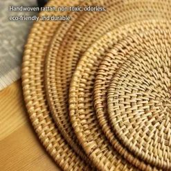 Feast u0026 Flair Küche & Esszimmer-Rattan-Untersetzer-Set - Tischsets für Tassen und Gläser