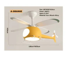 The Decor Haven Beleuchtung-RC Hubschrauber Deckenleuchte - Kinder Traumhafte Ventilatorlampe