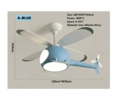 The Decor Haven Beleuchtung-RC Hubschrauber Deckenleuchte - Kinder Traumhafte Ventilatorlampe