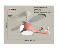 The Decor Haven Beleuchtung-RC Hubschrauber Deckenleuchte - Kinder Traumhafte Ventilatorlampe