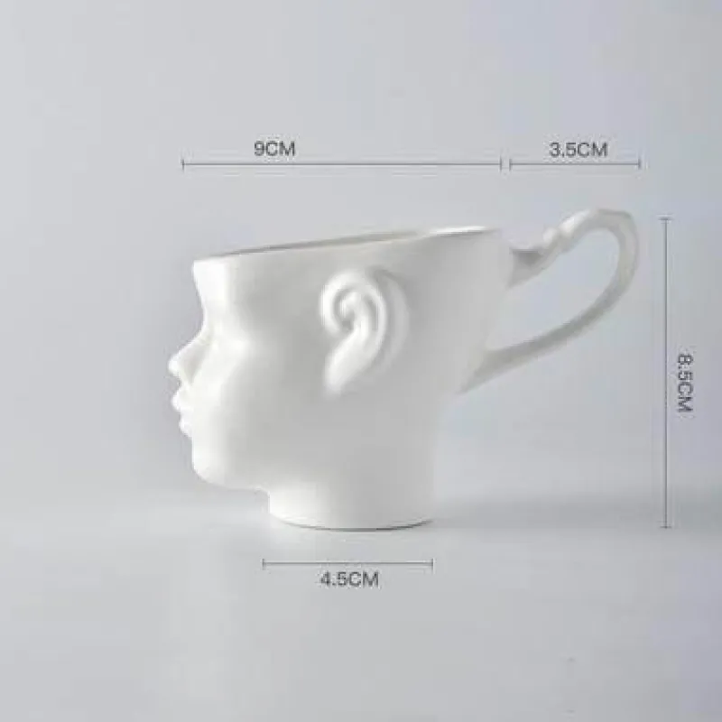 The Decor Haven Küche & Esszimmer-Realistische Keramik-Gesichtsbecher – Elegantes Kaffeetassen-Set