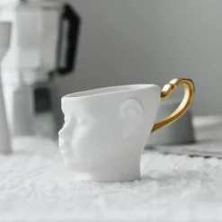 The Decor Haven Küche & Esszimmer-Realistische Keramik-Gesichtsbecher – Elegantes Kaffeetassen-Set