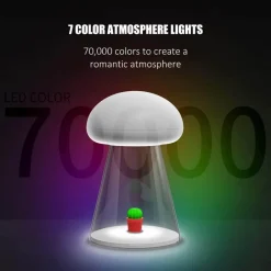 Comfort u0026 Style Beleuchtung-Rechargeable Cactus Mushroom Night Lamp - Stylish White LED Decor