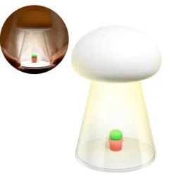 Comfort u0026 Style Beleuchtung-Rechargeable Cactus Mushroom Night Lamp - Stylish White LED Decor