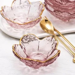 Plates u0026 More Küche & Esszimmer-Regenbogen-Glasschale mit Goldrand - Blaue Schnecke, Seestern, Jakobsmuschelteller