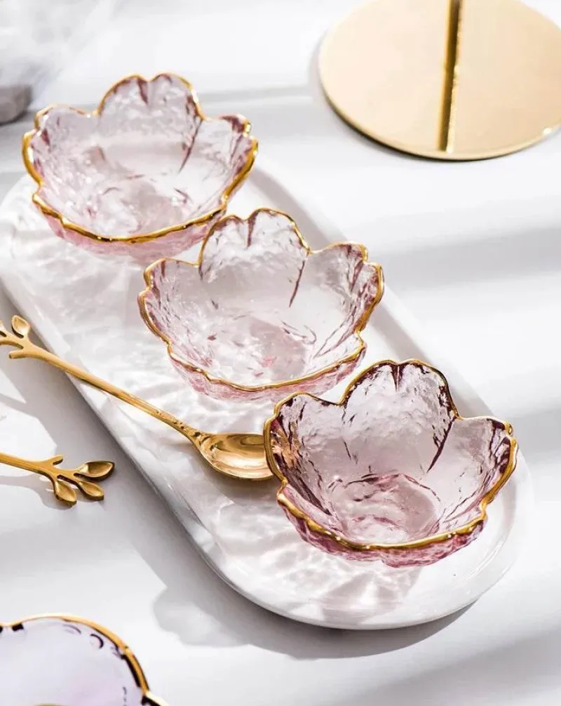 Plates u0026 More Küche & Esszimmer-Regenbogen-Glasschale mit Goldrand - Blaue Schnecke, Seestern, Jakobsmuschelteller