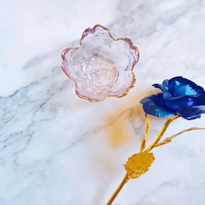 Plates u0026 More Küche & Esszimmer-Regenbogen-Glasschale mit Goldrand - Blaue Schnecke, Seestern, Jakobsmuschelteller