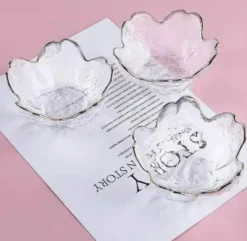 Plates u0026 More Küche & Esszimmer-Regenbogen-Glasschale mit Goldrand - Blaue Schnecke, Seestern, Jakobsmuschelteller