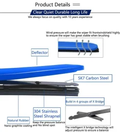 Wild u0026 Free Gear Autopflege|Autozubehör-Regenbogen-Scheibenwischerblatt - Buntes Autozubehör