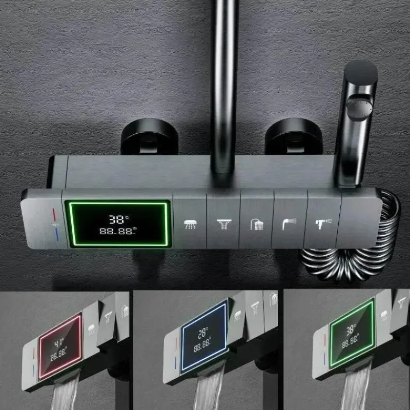 The Blissful Bath Badezimmer-Regenduschen-Set – Elegante Klaviertastensteuerung