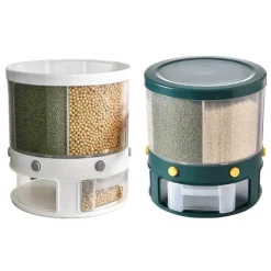 Space Savvy Küche & Esszimmer-Reisspender - Rotierender Vorratsbehälter mit 6 Fächern