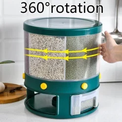 Space Savvy Küche & Esszimmer-Reisspender - Rotierender Vorratsbehälter mit 6 Fächern