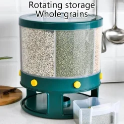 Space Savvy Küche & Esszimmer-Reisspender - Rotierender Vorratsbehälter mit 6 Fächern