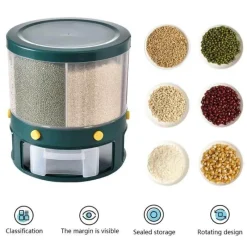 Space Savvy Küche & Esszimmer-Reisspender - Rotierender Vorratsbehälter mit 6 Fächern