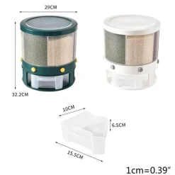 Space Savvy Küche & Esszimmer-Reisspender - Rotierender Vorratsbehälter mit 6 Fächern