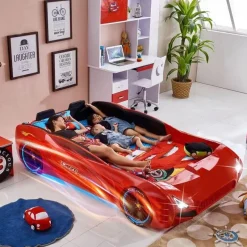 Kinder The Decor Haven Kinderzimmermöbel|Möbel-Rennautobett – Modernes Kleinkinderbett für Kinder
