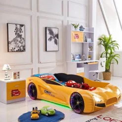 Kinder The Decor Haven Kinderzimmermöbel|Möbel-Rennautobett – Modernes Kleinkinderbett für Kinder