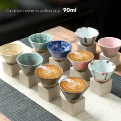 Plates u0026 More Küche & Esszimmer-Retro Blumen Kaffeetasse - Grobe Keramik Teetasse