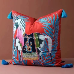 Pillow Haven Bettzeug-Retro Pferde Kissenbezug - Vintage Sofa Bett Dekor