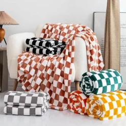 Cozy Haven Bettzeug|Wohndeko-Retro Schachbrett Decke - Stilvolle Vintage Decke