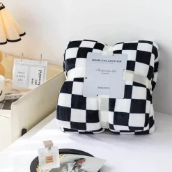 Cozy Haven Bettzeug|Wohndeko-Retro Schachbrett Decke - Stilvolle Vintage Decke