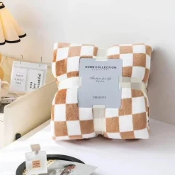 Cozy Haven Bettzeug|Wohndeko-Retro Schachbrett Decke - Stilvolle Vintage Decke