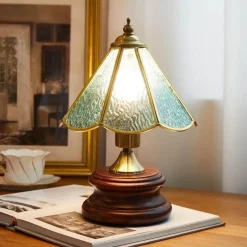 The Light Loft Beleuchtung-Retro Tischlampe - Vintage Glasierte Beleuchtung