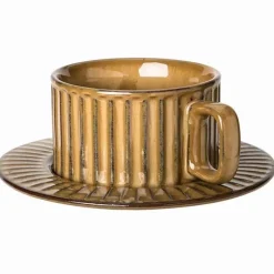 Plates u0026 More Küche & Esszimmer-Retro-Kaffeetassen-Set – Keramiktasse mit Untertasse und Löffel für das Café zu Hause