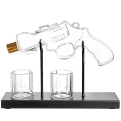 Timeless Touch Küche & Esszimmer-Revolver Whisky-Dekanter-Set – Einzigartiges Spirituosengeschenk mit Gläsern