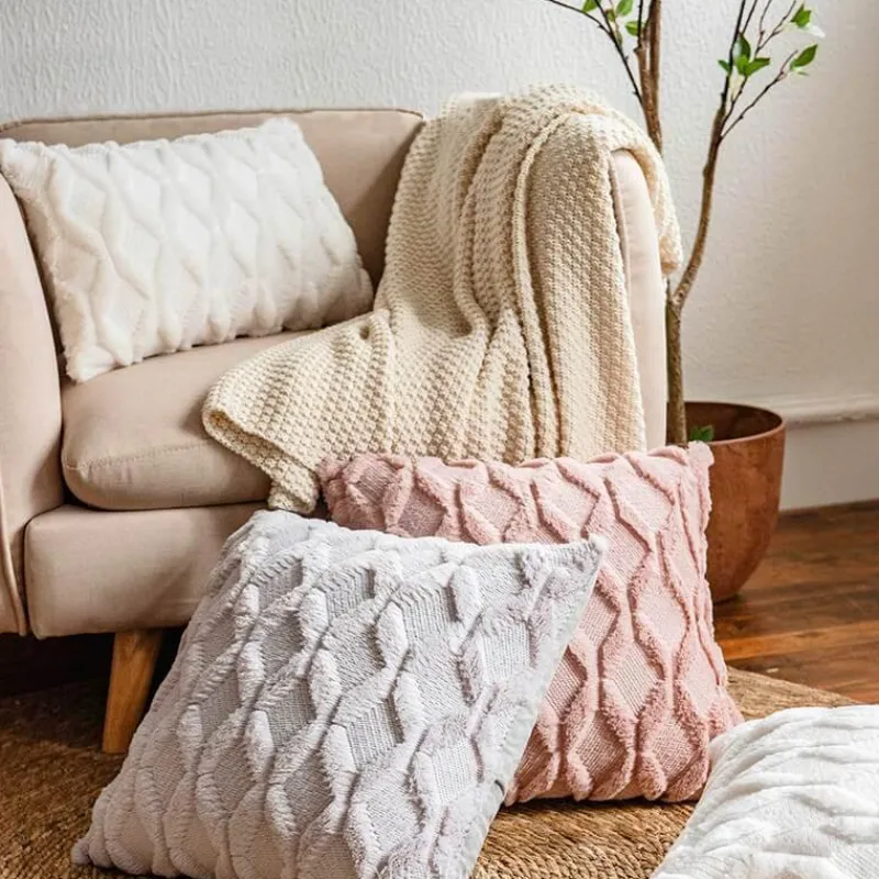 Cozy Cushions Bettzeug-Rhombus-Kissenbezug – weicher Plüsch-Kissenbezug für stilvolle Heimdekoration