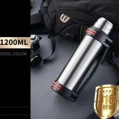 The Decor Haven Camping-Werkzeuge|Camping Im Freien-Riesige Edelstahl-Thermosflasche – Isolierter Getränkebehälter