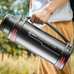 The Decor Haven Camping-Werkzeuge|Camping Im Freien-Riesige Edelstahl-Thermosflasche – Isolierter Getränkebehälter