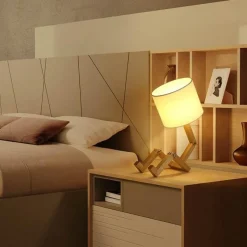 Comfort u0026 Style Beleuchtung-Roboter-Nachtlampe aus Holz – Modernes Kinderzimmerdekor