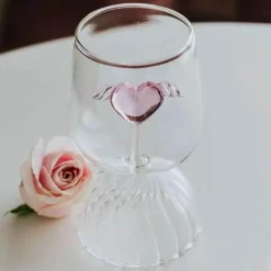 Plates u0026 More Küche & Esszimmer-Rosa Herz-Kelchglas – 12 oz Ripple Cup für Tee, Kaffee, Milch, Saft