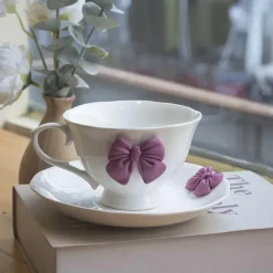 Plates u0026 More Küche & Esszimmer-Rosa Porzellan-Teeservice – Hochwertige Kaffeetassen und Untertassen aus Keramik