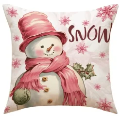 Pillow Haven Bettzeug-Rosa Weihnachtsmann Weihnachtsbaum Kissenbezug - Neujahr Home Decor Sofakissen