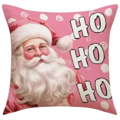 Pillow Haven Bettzeug-Rosa Weihnachtsmann Weihnachtsbaum Kissenbezug - Neujahr Home Decor Sofakissen