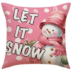 Pillow Haven Bettzeug-Rosa Weihnachtsmann Weihnachtsbaum Kissenbezug - Neujahr Home Decor Sofakissen