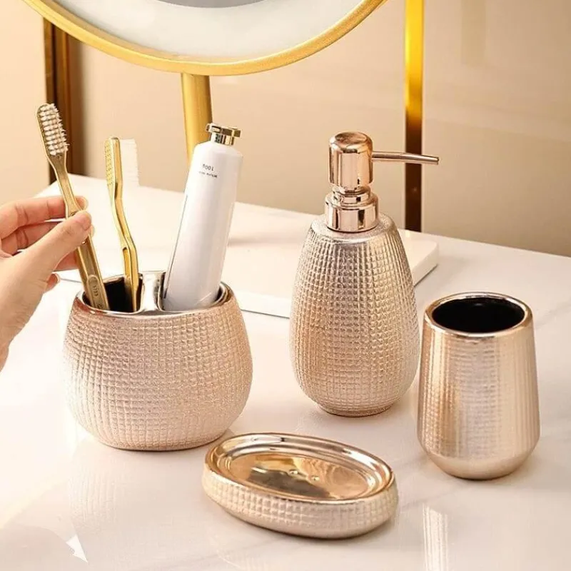 The Bath Nook Badezimmer-Rose Gold Bathroom Accessories Set - Elegant Decor Collection