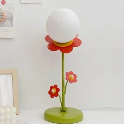 Bright Accents Beleuchtung-Rote Blumenlampe - Dekorative florale Schreibtischlampe