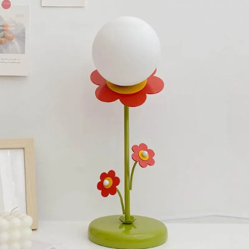 Bright Accents Beleuchtung-Rote Blumenlampe - Dekorative florale Schreibtischlampe
