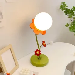 Bright Accents Beleuchtung-Rote Blumenlampe - Dekorative florale Schreibtischlampe