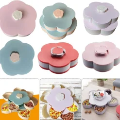 Space Savvy Küche & Esszimmer-Rotierende Snackbox – Einzigartiger Aufbewahrungsbehälter für Lebensmittel in Blütenform