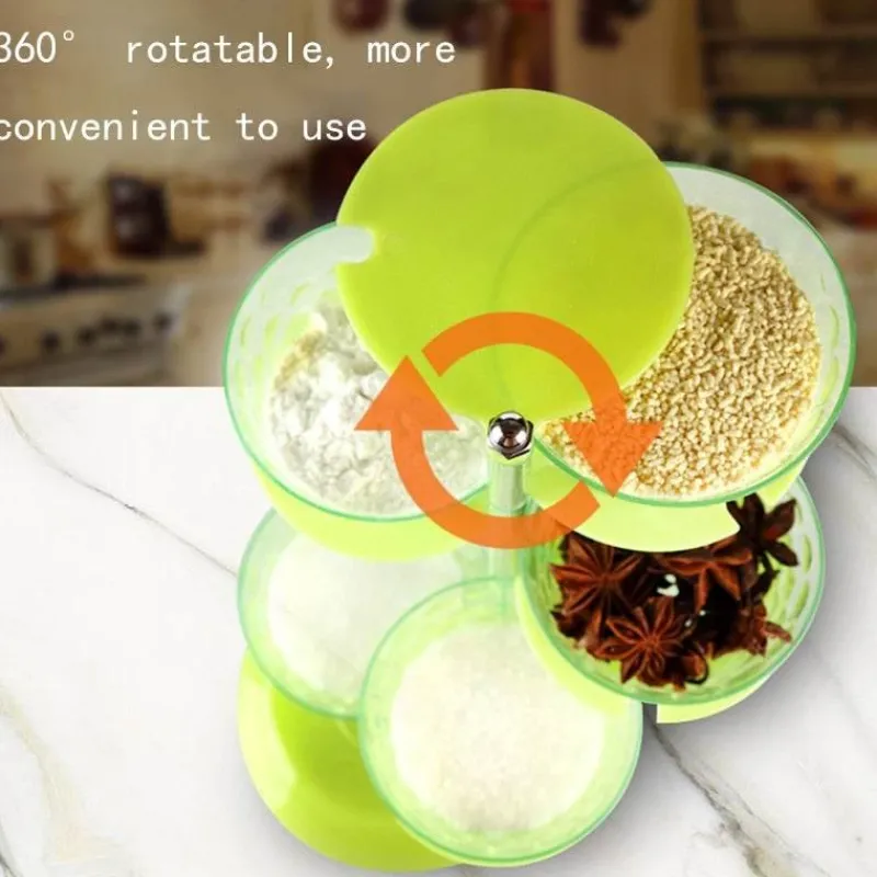 Space Savvy Küche & Esszimmer-Rotierendes Gewürzregal – Mehrschichtiger Gewürz-Organizer