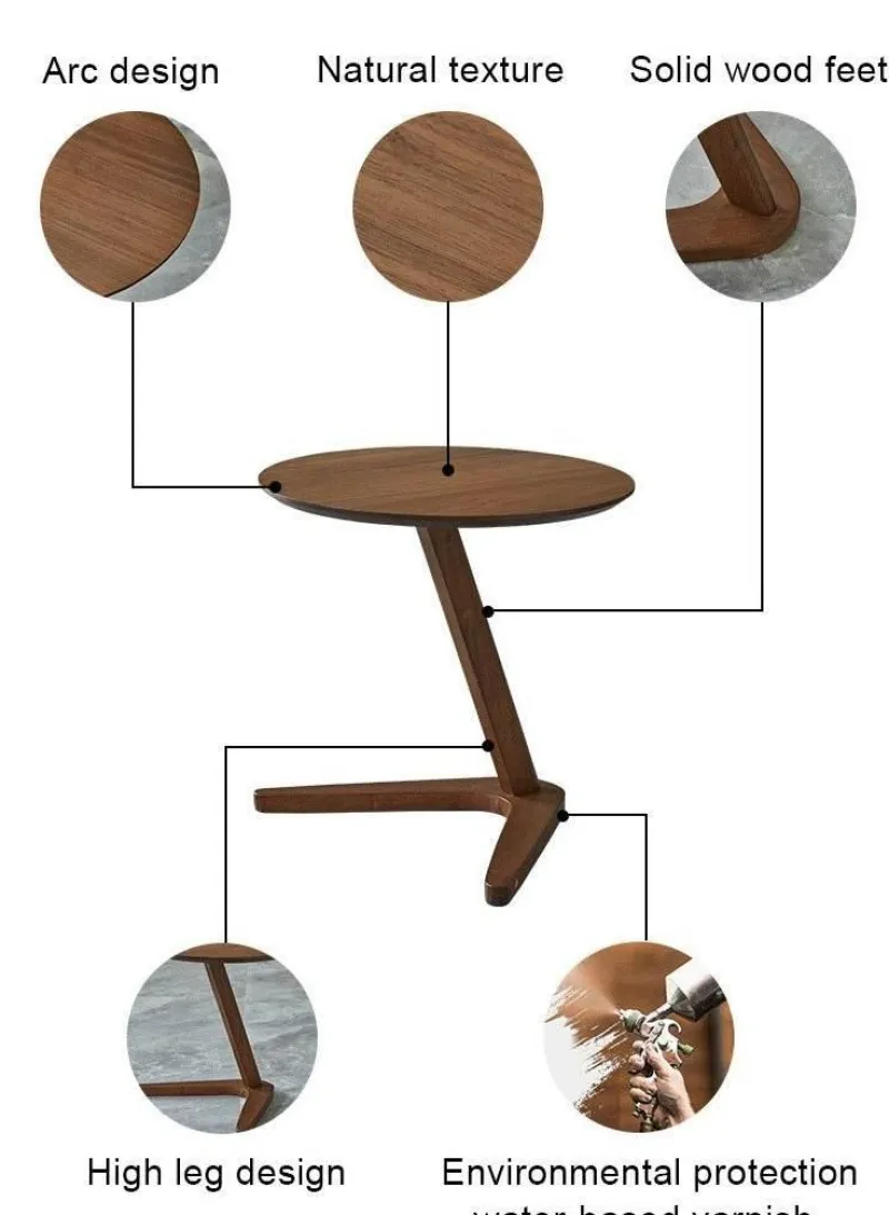 Cozy Living Möbel-Runder Beistelltisch aus Holz – Elegantes Sofa-Dekor