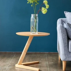Cozy Living Möbel-Runder Beistelltisch aus Holz – Elegantes Sofa-Dekor